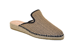 IMA25 ESPADRILLES CIABATTA RAFIA NEGRO BEIGE